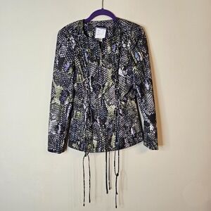 NWT Snakeskin Print Tailored Full Zip Jacket Size 4 Glam Rock Lace Up‎ Corset
